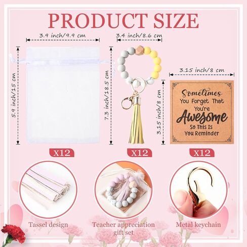 Sureio Gifts Bulk Keychains With Silicone Beaded Bracelets Cards Organza Bags for Women Party Favors Accessories in Saudi Arabia