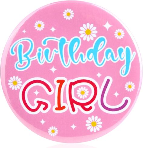 عيد ميلاد فتاة دبوس ، 2.28 بوصة دائرية جولة الصفيح شارة الدبوس الحزب BROOCH BROOCH Happy Birthday Party Bathy for Women Girly Clothing Decoration and Gifts (Pink) in Saudi Arabia