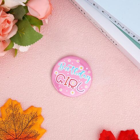 عيد ميلاد فتاة دبوس ، 2.28 بوصة دائرية جولة الصفيح شارة الدبوس الحزب BROOCH BROOCH Happy Birthday Party Bathy for Women Girly Clothing Decoration and Gifts (Pink) in Saudi Arabia