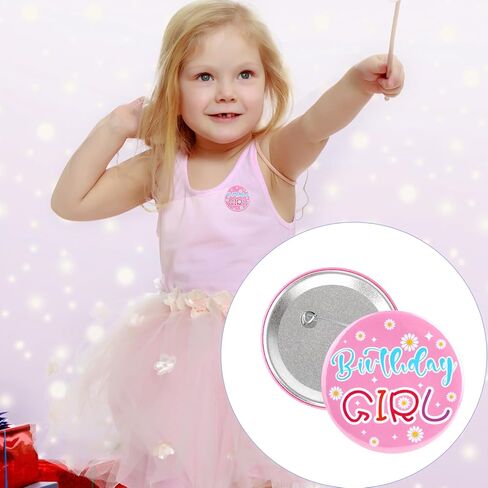عيد ميلاد فتاة دبوس ، 2.28 بوصة دائرية جولة الصفيح شارة الدبوس الحزب BROOCH BROOCH Happy Birthday Party Bathy for Women Girly Clothing Decoration and Gifts (Pink) in Saudi Arabia