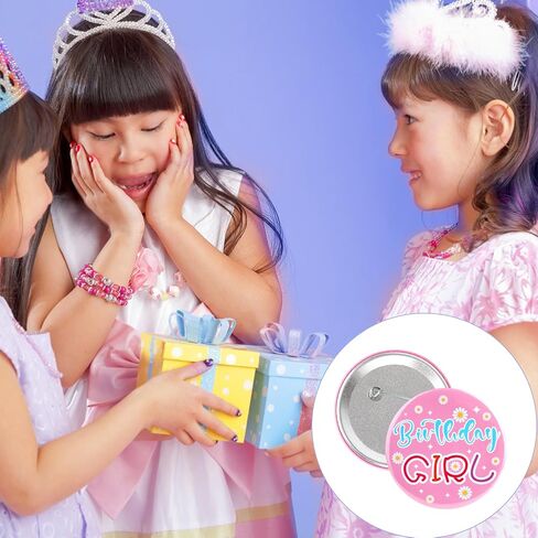 عيد ميلاد فتاة دبوس ، 2.28 بوصة دائرية جولة الصفيح شارة الدبوس الحزب BROOCH BROOCH Happy Birthday Party Bathy for Women Girly Clothing Decoration and Gifts (Pink) in Saudi Arabia