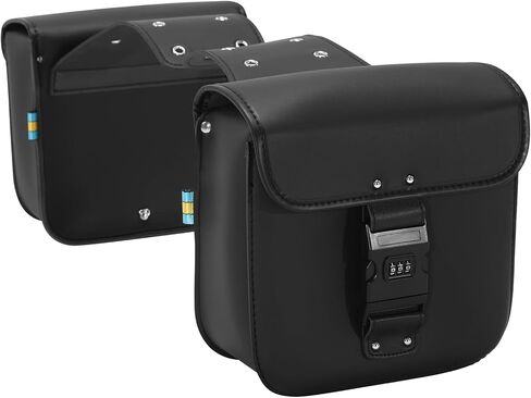XMT-MOTO PU Leather Saddlebags Saddle bags w/Lock Fit for Harley Sportster Softail Dyna in Saudi Arabia