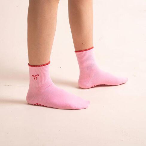 Women's Pilates Non-slip Yoga Socks Cherry, Lemon, bow，Fitness Ballet Sports Slipper Socks in Saudi Arabia