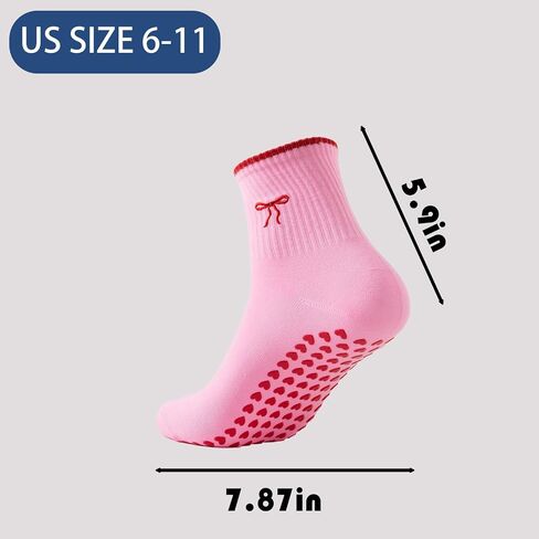 Women's Pilates Non-slip Yoga Socks Cherry, Lemon, bow，Fitness Ballet Sports Slipper Socks in Saudi Arabia