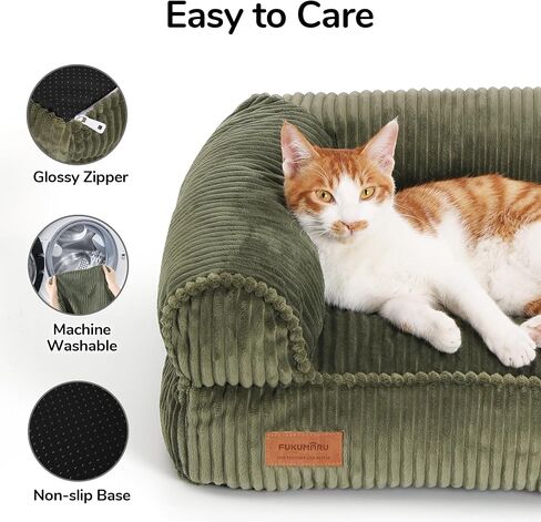 FUKUMARU Dog Couch Bed, Corduroy Cozy Cat Bed, Waterproof, Washable Cover in Saudi Arabia