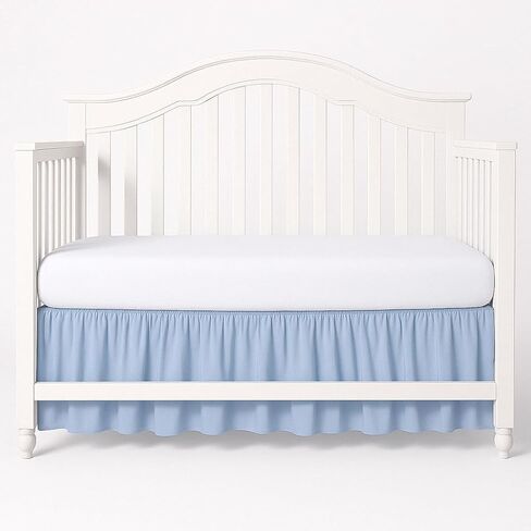 Crib Skirt Dust Ruffle, 100% Natural Cotton, Nursery Crib Toddler Bedding Skirt for Baby Boys or Girls,(Light Grey Solid - 28" x 52"/14" Drop) in Saudi Arabia