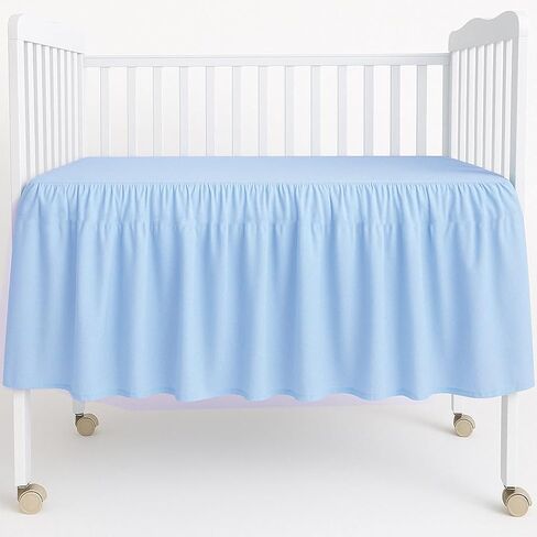 Crib Skirt Dust Ruffle, 100% Natural Cotton, Nursery Crib Toddler Bedding Skirt for Baby Boys or Girls,(Light Grey Solid - 28" x 52"/14" Drop) in Saudi Arabia