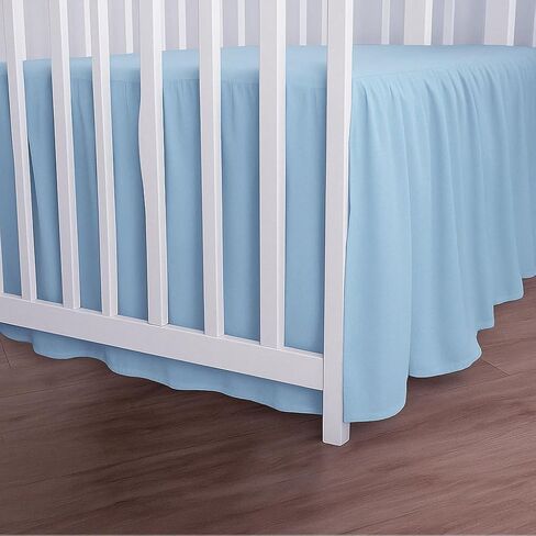 Crib Skirt Dust Ruffle, 100% Natural Cotton, Nursery Crib Toddler Bedding Skirt for Baby Boys or Girls,(Light Grey Solid - 28" x 52"/14" Drop) in Saudi Arabia