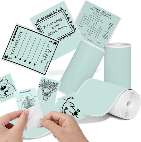 Sticker Paper Compatible with T02 M02X M02L Color Adhesive Thermal Paper for Study Notes, Photo, Journey Keep for 5 Years Black on Pink Sticky Paper, 53mm x6.5m, 3 Rolls in Kuwait