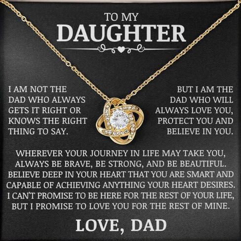 To My Daughter - Protect You and Believe In You Love Knot Necklace, Meaningful Gift for Daughter, Jewelry Message Card for Birthday Graduation Christmas Gift Idea, Unique Gift from Dad in Saudi Arabia