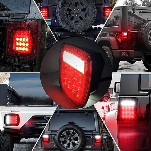 2 PCS 16 LED Universal Tail Lights, 12V Stop Tail Turn Signal Backup Reverse Brake Clearance Marker Lights for Trailer Truck RV Caravan Jeep Wrangler YJ TJ CJ, Red/White in Kuwait