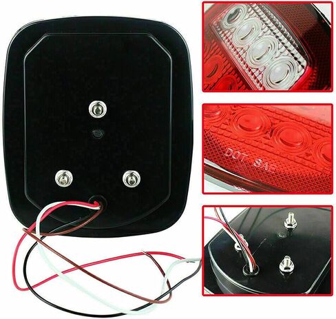 2 PCS 16 LED Universal Tail Lights, 12V Stop Tail Turn Signal Backup Reverse Brake Clearance Marker Lights for Trailer Truck RV Caravan Jeep Wrangler YJ TJ CJ, Red/White in Kuwait