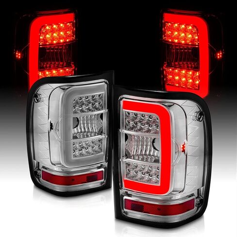 AmeriLite For 2001-2011 Ford Ranger C-Type Led, Halogen, Tube Clear Replacement Car Brake Tail Lights - Passenger and Driver Side, Vehicle Light Assembly, Black in Saudi Arabia