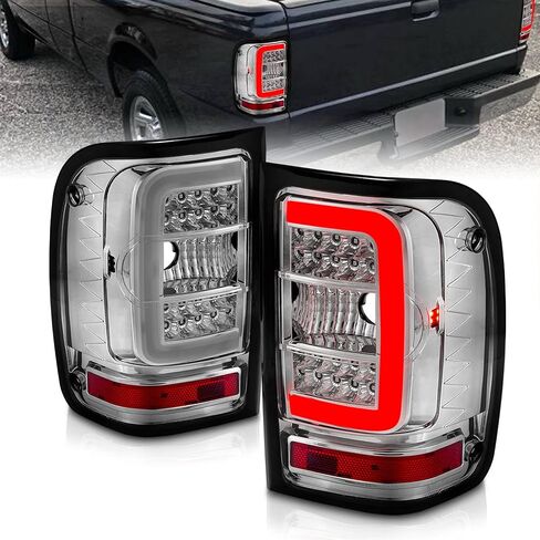AmeriLite For 2001-2011 Ford Ranger C-Type Led, Halogen, Tube Clear Replacement Car Brake Tail Lights - Passenger and Driver Side, Vehicle Light Assembly, Black in Saudi Arabia