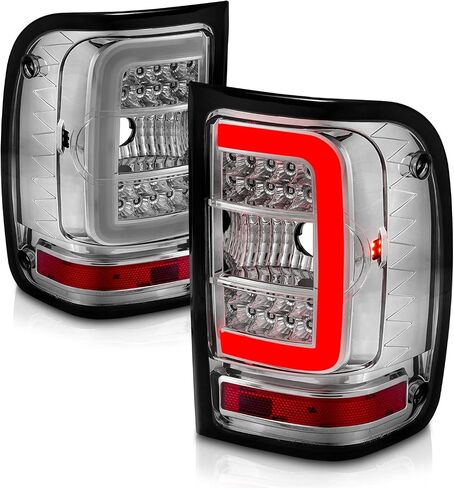 AmeriLite For 2001-2011 Ford Ranger C-Type Led, Halogen, Tube Clear Replacement Car Brake Tail Lights - Passenger and Driver Side, Vehicle Light Assembly, Black in Saudi Arabia