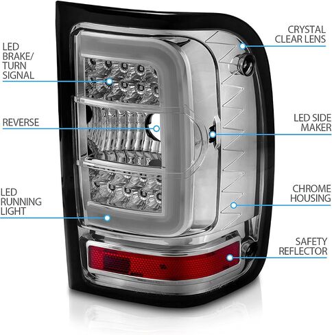 AmeriLite For 2001-2011 Ford Ranger C-Type Led, Halogen, Tube Clear Replacement Car Brake Tail Lights - Passenger and Driver Side, Vehicle Light Assembly, Black in Saudi Arabia