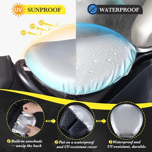 Foldable Motorcycle Gel Seat Cushion with Sunshade Cover – 3D Dome-Shaped High Elasticity Shock Absorption Seat Pad, Comfort & Butt Protection for Long Rides, Stay Cool & Comfortable in Saudi Arabia