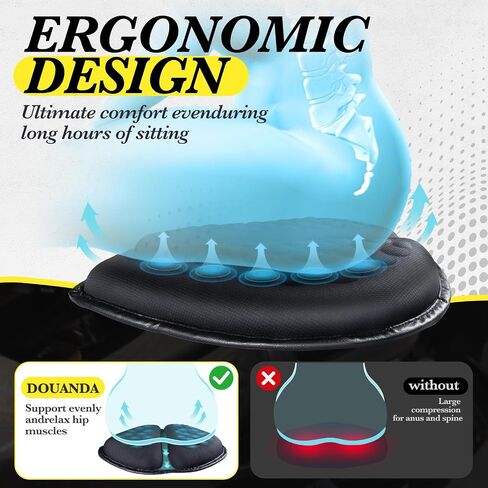 Foldable Motorcycle Gel Seat Cushion with Sunshade Cover – 3D Dome-Shaped High Elasticity Shock Absorption Seat Pad, Comfort & Butt Protection for Long Rides, Stay Cool & Comfortable in Saudi Arabia
