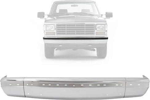 KUAFU Front Bumper Compatible with 1987-1991 Ford Bronco F150 F250 F350 Replacement for E7TZ17757B, FO1002210, W/Molding Holes, Steel Chrome Silvery in Saudi Arabia