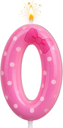 SAVITA Pink Bow Birthday Candle, White Dot Cartoon Number Candle Cute Pink Bow Birthday Cake Decoration Cake Topper for Party Anniversary (Number 7) in Saudi Arabia