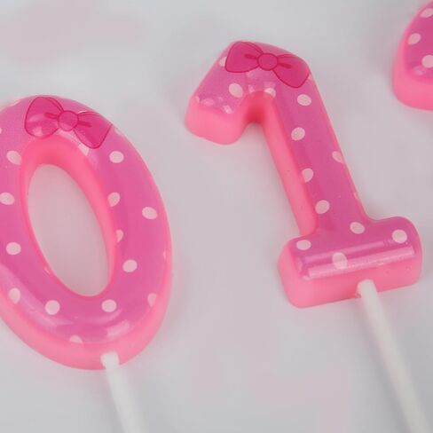 SAVITA Pink Bow Birthday Candle, White Dot Cartoon Number Candle Cute Pink Bow Birthday Cake Decoration Cake Topper for Party Anniversary (Number 7) in Saudi Arabia