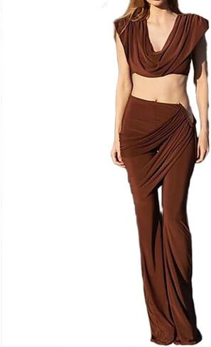 HENGEN 2025 Spring And Autumn New Women's Sexy Open Umbilical Top, Slim Fit, Hip Hugging Pants Set For Women in Saudi Arabia