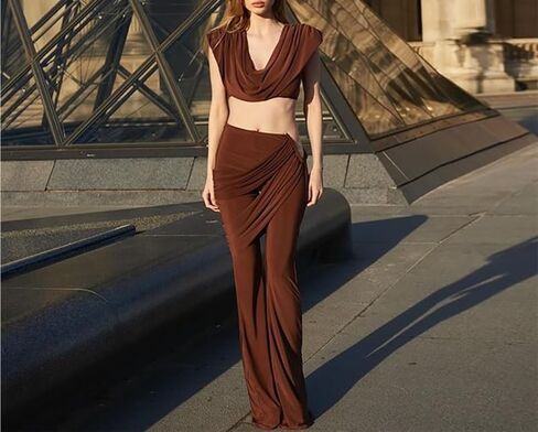 HENGEN 2025 Spring And Autumn New Women's Sexy Open Umbilical Top, Slim Fit, Hip Hugging Pants Set For Women in Saudi Arabia