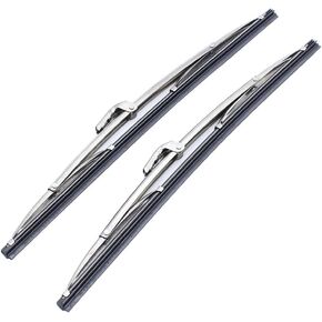 12" Polished Stainless Steel Front Windshield Wiper Blades Pair Set Universal for cars in Saudi Arabia