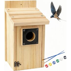 DIY Birdhouse Building Kit for Adults, Wooden Bird Houses to Paint for Kids, Outdoor Woodworking Kits Adult Crafts for Outside(Wood, 6.5in) in Saudi Arabia