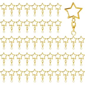50 Pcs Silver Star Shaped Spring Snap Keychain with Chain Hanging Buckle and Open Jump Ring Star Lobster Claw Clasp Star Keychain Clip for DIY Crafts Jewelry Making Keychains in Saudi Arabia