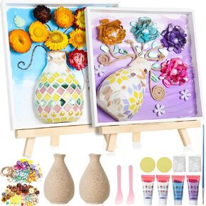 2 Sets DIY Vase Mosaic Painting Kit DIY Mosaic Arts and Craft Kits Mosaic Tiles DIY Crafts with Vase Flower Mosaic Accessories Creativity Handmade Artwork for Adults Home Decoration in Kuwait