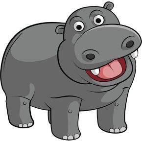 EW Designs Magnet Happy Gray Hippo Cartoon Magnetic Vinyl Magnet Bumper Sticker (4" Wide) in Saudi Arabia