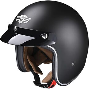 AHR 3/4 Open Face Motorcycle Helmet Vintage Retro Moped Helmet with Visor for Men Women, Bobber Scooter ATV Cruiser DOT, Run-O5 in Saudi Arabia