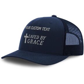 Custom Mesh Cap Hat Embroidered Saved by Grace Jesus Christian Religious Trucker Hats for Men & Women in Kuwait
