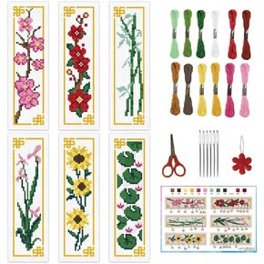 INFUNLY 6pcs Easter Themed Cross Stitch Bookmark Kits for Adults Beginners 8''x2.4'' DIY Rabbits Stamped Embroidery Bookmark Kits with Instruction Eggs Needlepoint Bookmark Kits for Easter Day Gifts in Kuwait