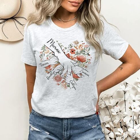 Personalized Grandma Shirt with Kid's Name, Custom Mom Shirt for Mother's Day, Women Gift Shirt for Nana Mimi Gigi Mama in Saudi Arabia