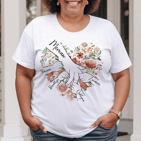Personalized Grandma Shirt with Kid's Name, Custom Mom Shirt for Mother's Day, Women Gift Shirt for Nana Mimi Gigi Mama in Saudi Arabia