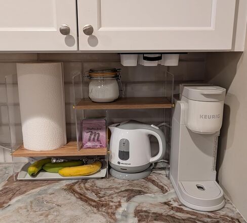 BYCY Double H Display Bookshelf Desktop Organizer Office Storage Rack Expandable Wood Display Shelf with Acrylic Side Board Free Style Display Storage Rack Adjustable Stackable for Home Office in Kuwait