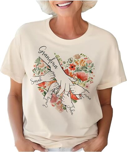 Personalized Grandma Shirt with Kid's Name, Custom Mom Shirt for Mother's Day, Women Gift Shirt for Nana Mimi Gigi Mama in Saudi Arabia