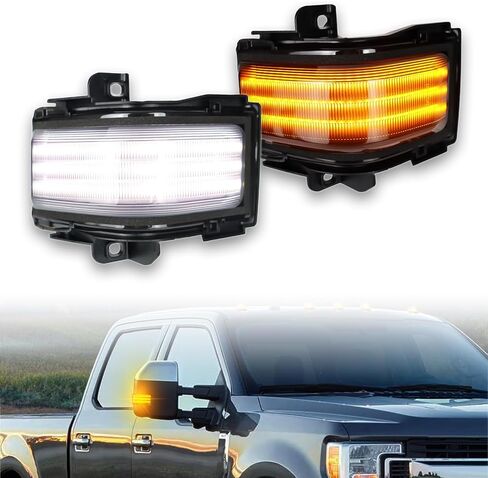 LED Rear Side Mirror Light DRL Amber Sequential Turn Signal Lamp Feature Kit for Ford 2015-2022 F150 2017-2022 F250 F350 F450 super duty,Full LED Side Marker Mirror Lamp,2pc in Saudi Arabia