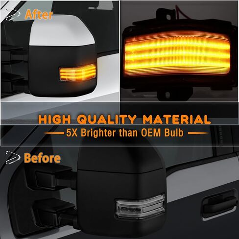 LED Rear Side Mirror Light DRL Amber Sequential Turn Signal Lamp Feature Kit for Ford 2015-2022 F150 2017-2022 F250 F350 F450 super duty,Full LED Side Marker Mirror Lamp,2pc in Saudi Arabia