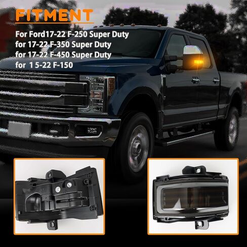 LED Rear Side Mirror Light DRL Amber Sequential Turn Signal Lamp Feature Kit for Ford 2015-2022 F150 2017-2022 F250 F350 F450 super duty,Full LED Side Marker Mirror Lamp,2pc in Saudi Arabia