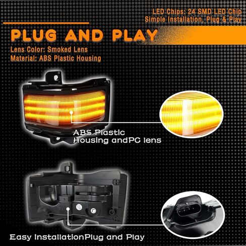 LED Rear Side Mirror Light DRL Amber Sequential Turn Signal Lamp Feature Kit for Ford 2015-2022 F150 2017-2022 F250 F350 F450 super duty,Full LED Side Marker Mirror Lamp,2pc in Saudi Arabia