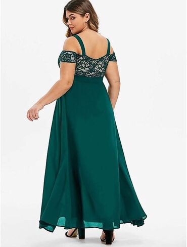 Womens Plus Size Cocktail Dresses Cold Shoulder Wedding Guest Dress Lace Chiffon Maxi Dress Summer Party Dresses in Kuwait