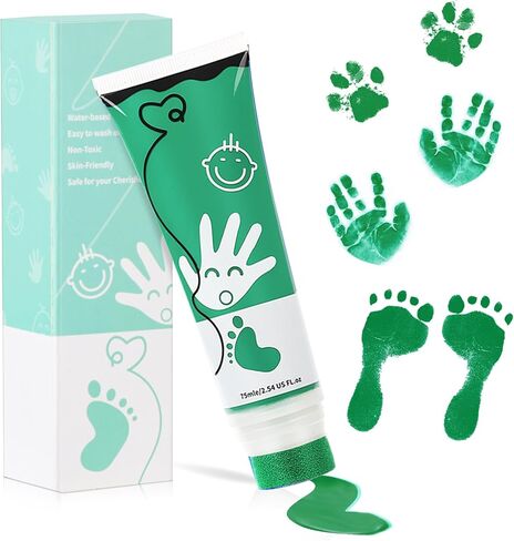 Baby Hand and Footprint Paint with Sponge Head, 2.54 fl oz, Non-Toxic & Acid-Free, Washable Baby Safe Paint for Newborn Keepsakes, Dog Nose & Paw Prints, Ideal New Mom Gift - Black in Saudi Arabia