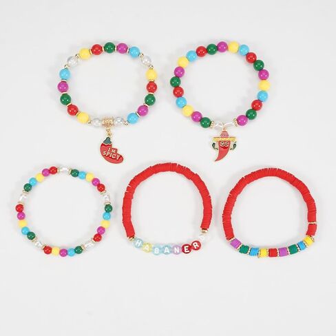 Twinfree Cinco De Mayo Bracelets Stackable Mexican Fiesta Bracelets Colorful Stretch Bracelets for Women in Kuwait
