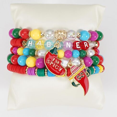 Twinfree Cinco De Mayo Bracelets Stackable Mexican Fiesta Bracelets Colorful Stretch Bracelets for Women in Kuwait