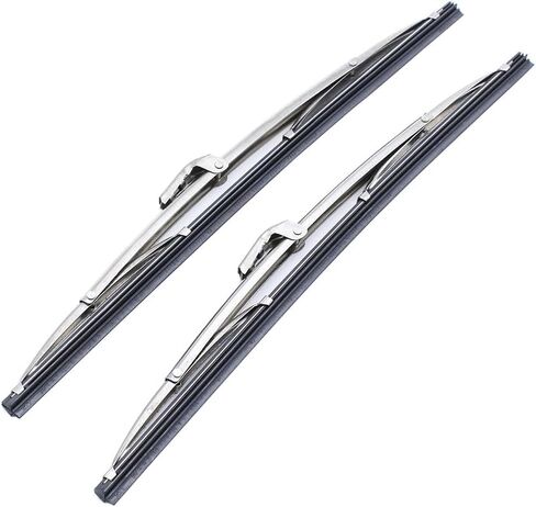 12" Polished Stainless Steel Front Windshield Wiper Blades Pair Set Universal for cars in Saudi Arabia