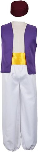 Mens Arabian Prince Costume Uniform Fairy Tale Cosplay Suits Halloween Outfits Full Set With Hat in Saudi Arabia