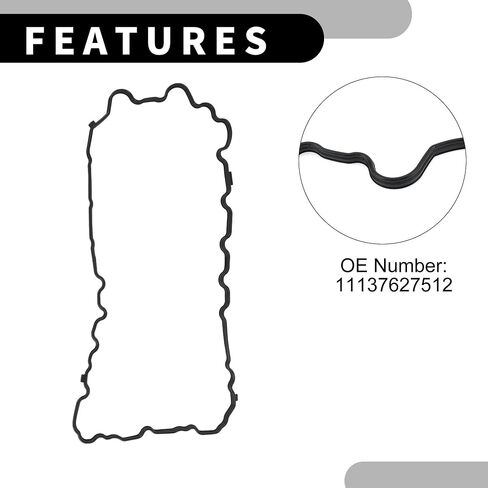 حشية غطاء الصمام رقم 111137627512 - حشية صمام رأس الأسطوانة - لحشية BMW 3 (F30) 328I 2.0L 2011-2016 Rubber Black - Rocker Cover Gasket 1 PC in Saudi Arabia